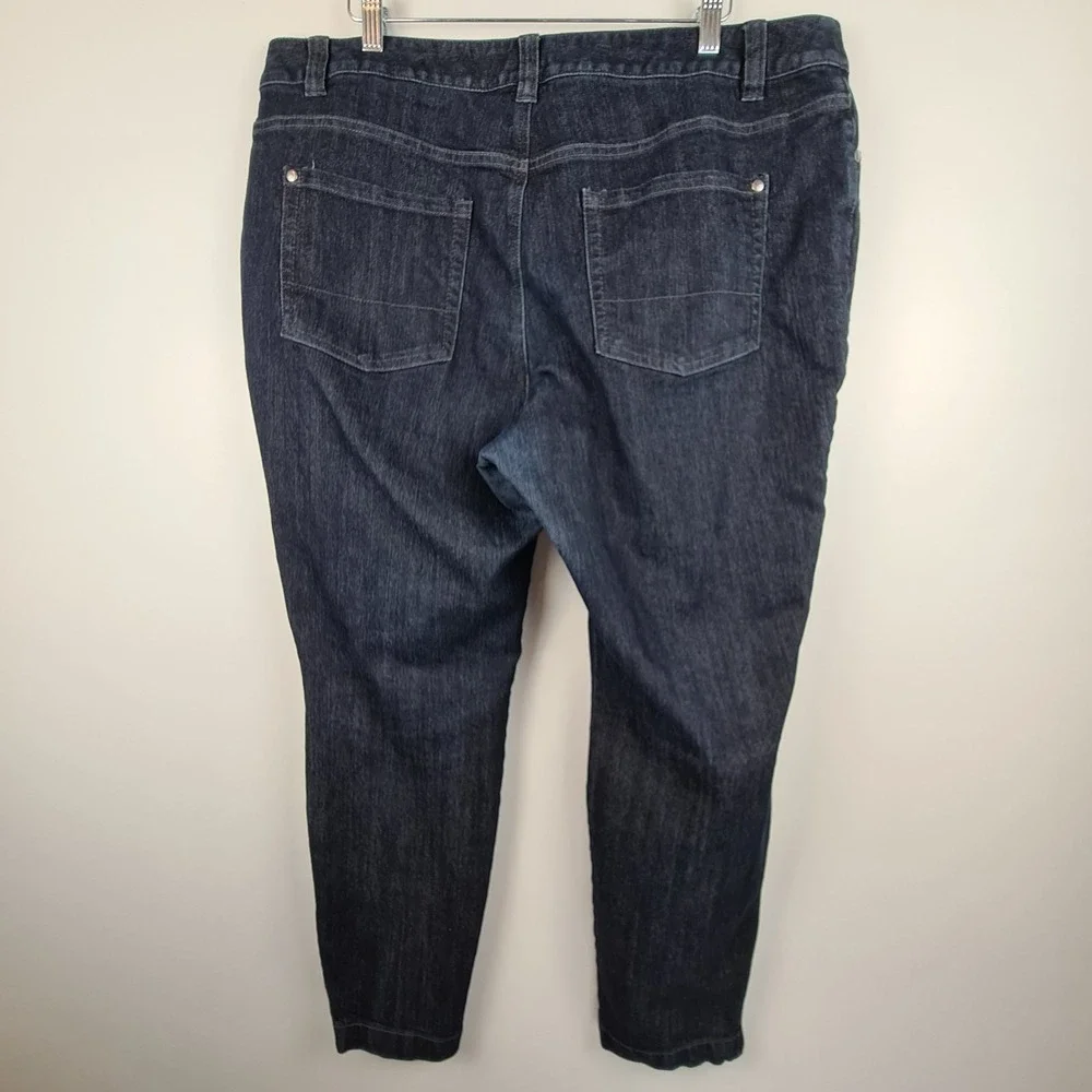 Skye's The Limit Women's Slim Leg Jeans Zipper Leg Size 16W Dark Wash Denim - Picture 6 of 9